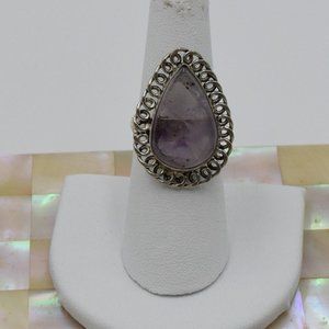 Amethyst & Sterling Silver Artisan Ring Size 7 1/2